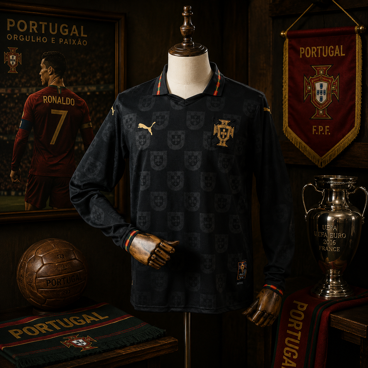 PORTUGAL BLACK SPECIAL EDITION FAN VERSION SOLID JERSEY