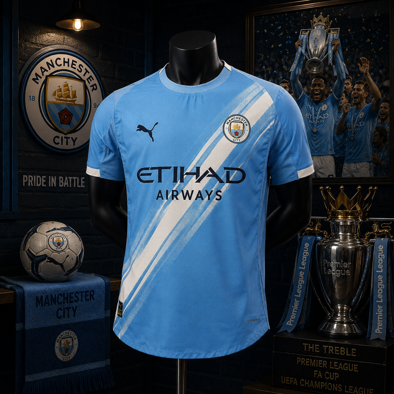 MAN CITY HOME PLAYER VERSION SOLID JERSEY