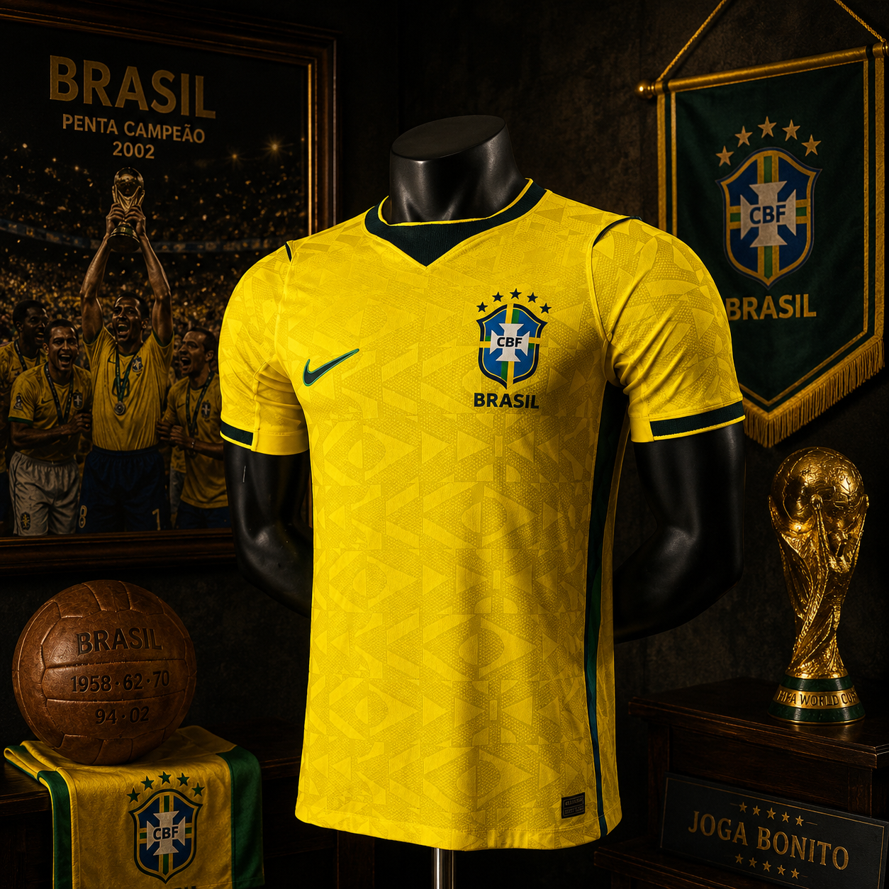 BRAZIL HOME PLAYER VERSION SOLID JERSEY